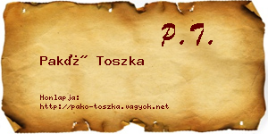 Pakó Toszka névjegykártya
